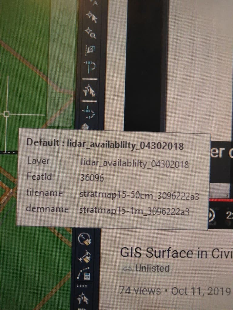 GIS LiDAR availability layer in civil mapping software